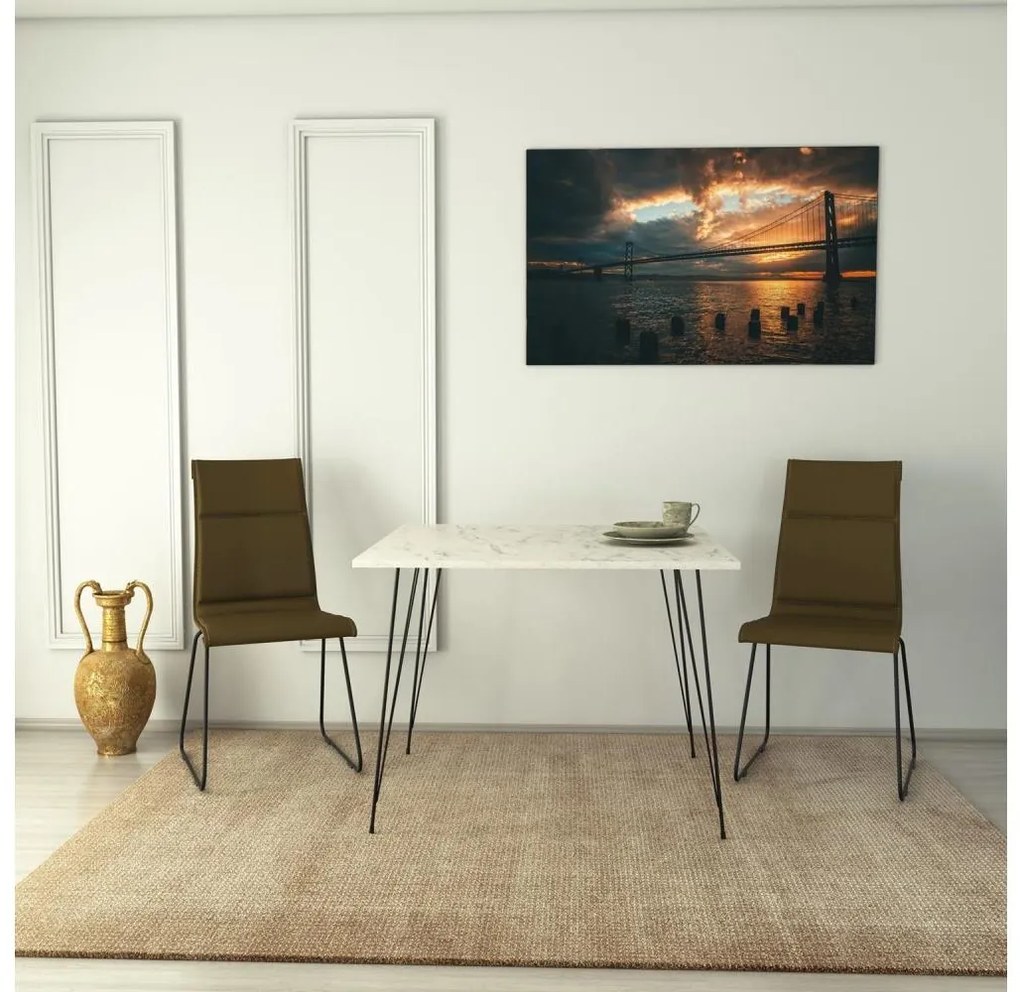 Tavolo da pranzo SANDALF 75x90 cm bianco/nero