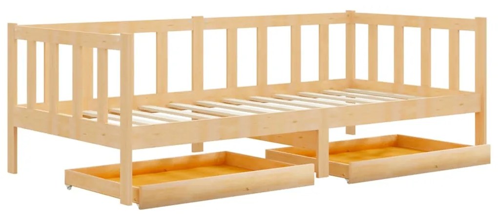 Divano letto con cassetti 90x200 cm legno massello di pino