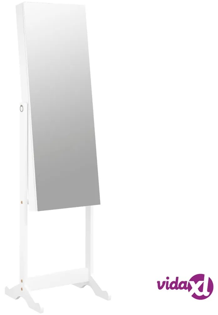vidaXL Armadio Portagioie Specchio Autoportante Bianco 42x38x152 cm