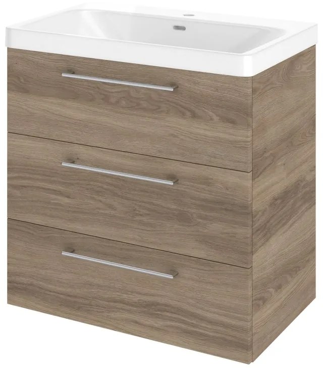 Mobile da bagno sotto lavabo SENSEA Remix marrone opaco L 75 x H 58 x P 46 cm 3 cassetti, lavabo non incluso