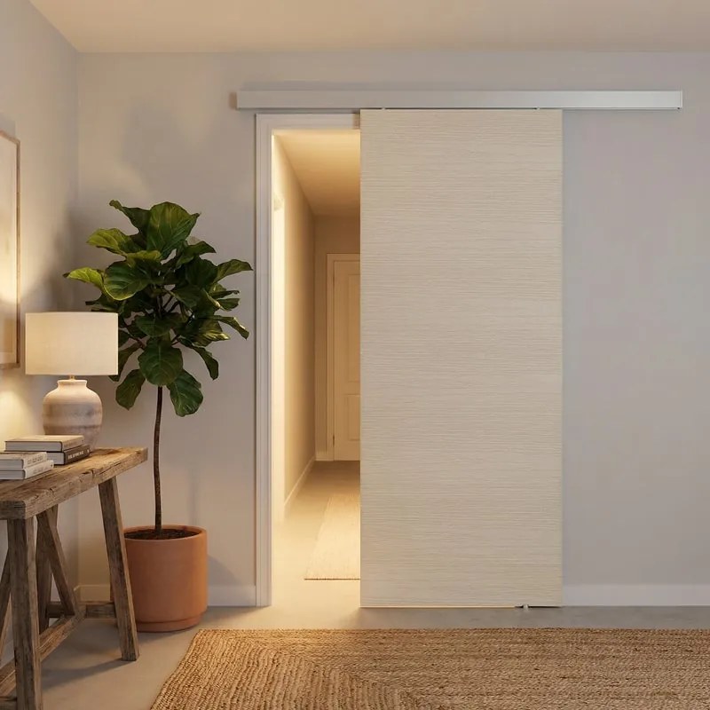 Porta scorrevole reversibile Kent in mdf bianco, L 93 x H 212 cm, con binario Meli