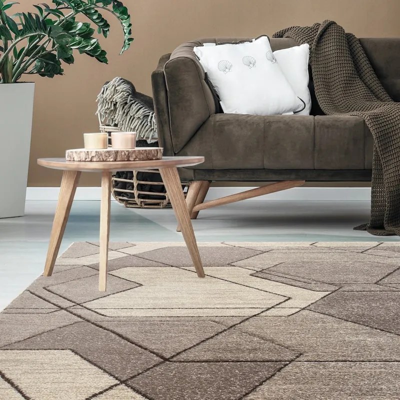 Tappeto Carve Exagon geometrico beige, L 230 x L 160 cm