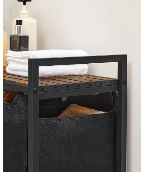 Cesto per biancheria REX marrone/nero