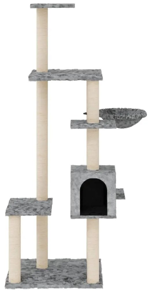 Albero per gatti con tiragraffi in sisal grigio chiaro 142 cm