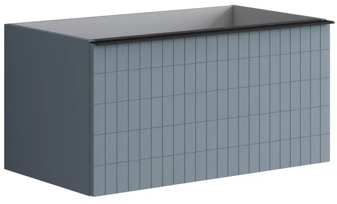 Mobile da bagno sospeso sotto lavabo L 80 x H 40 x P 45.5 cm blu laccato opaco, 1 cassetto Pixel grid