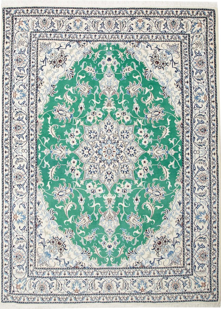 Nain Tappeto 170 x 230 Verde (Iran) Annodato A Mano