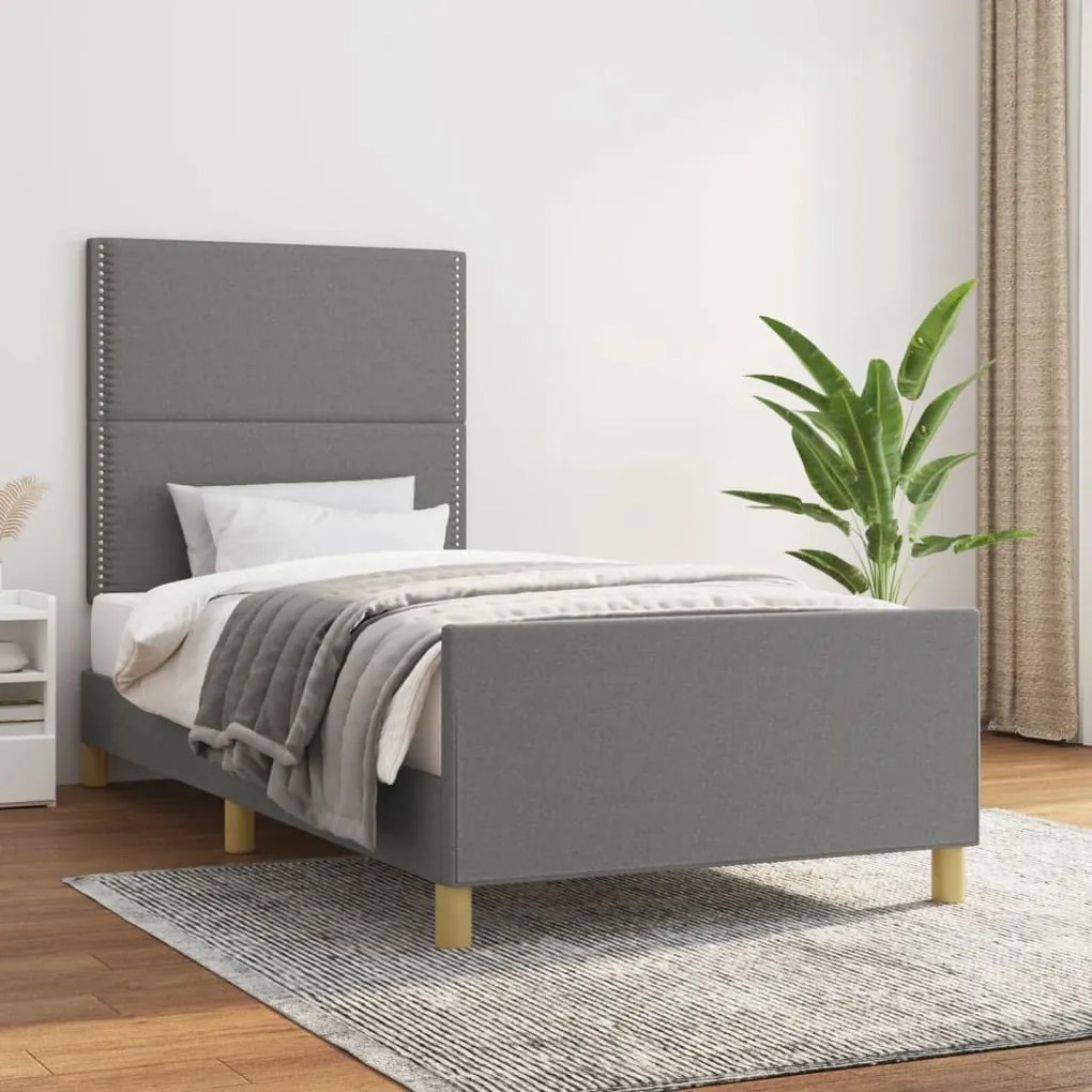 Giroletto Senza Materasso Grigio Scuro 90x200 Cm Tessuto /
