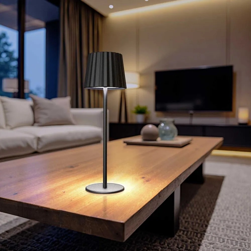 Lampada da Tavolo Ricaricabile 2.2W, IP54 CCT Dimmerabile - Nero Rigato Colore del corpo Nero