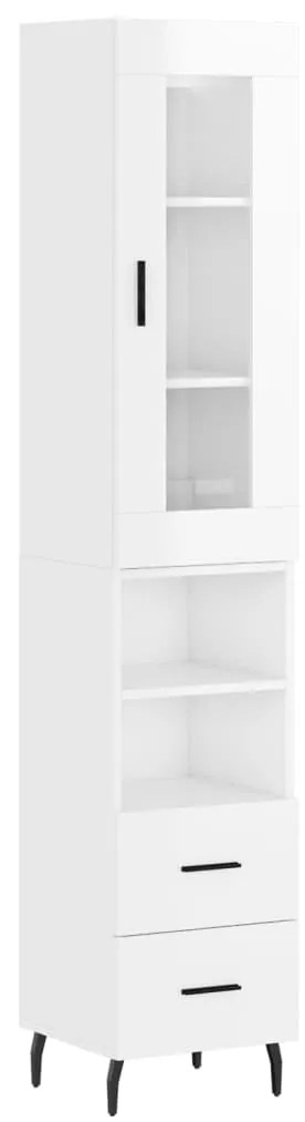 Credenza 34,5x34x180 cm in legno multistrato bianco lucido