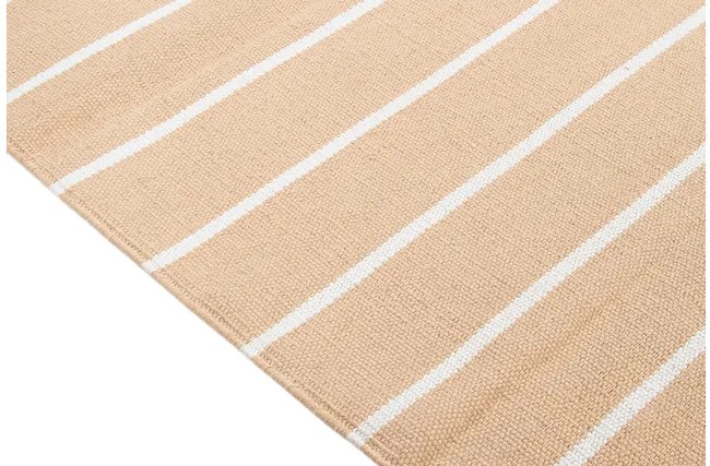 Tappeto rettangolare rigato beige e bianco 60 x 180 cm LANZA