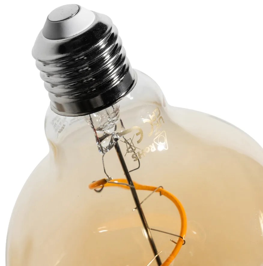 Set van 5 E27 dimbare LED lampen spiraal filament G95 goud 4W 270 lm 2100K