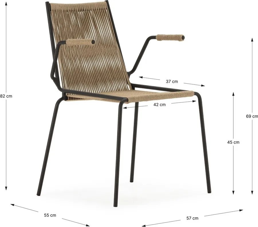 Sedie da pranzo in set beige in metallo con braccioli/impilabili 2 pz Emily – Marckeric