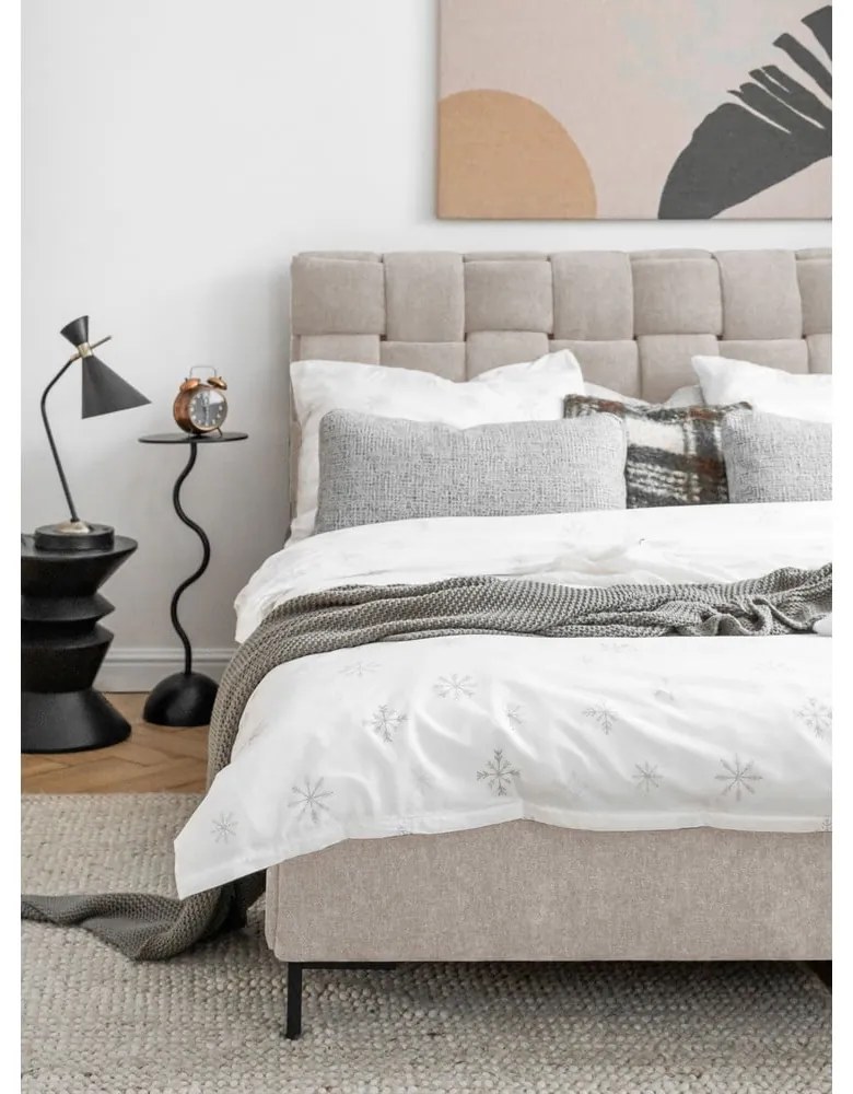Letto matrimoniale imbottito beige con rete inclusa 160x200 cm Eve – Miuform