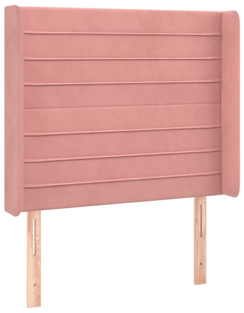 Testiera a led rosa 83x16x118/128 cm in velluto