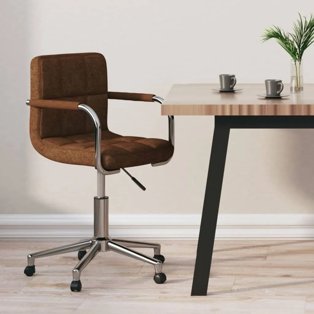Sedia Girevole Da Ufficio Marrone İn Tessuto /