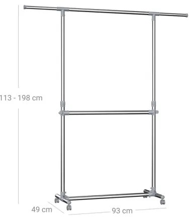 Appendiabiti mobile a piantana LINEA, colore argento