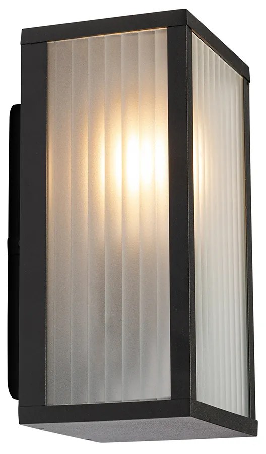 Lampada da parete per esterni nera con vetro a coste IP44 - Charlois