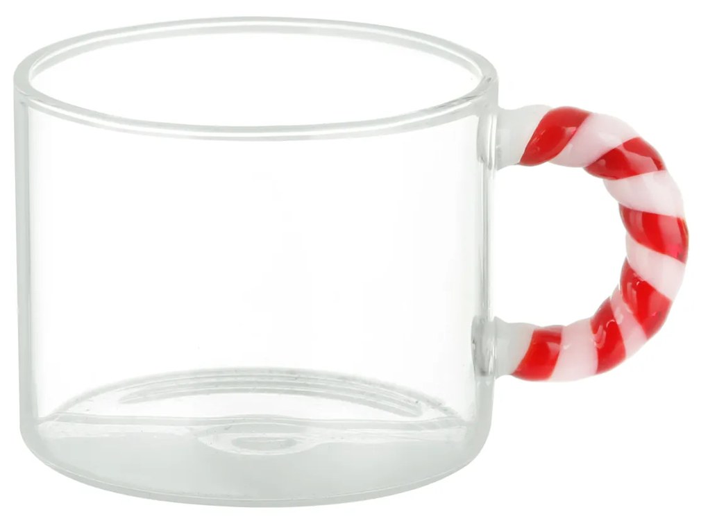 Tazzina caffè natalizia in vetro 100 ml Candy Cane