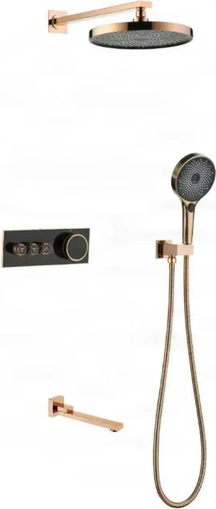 Sistema doccia termostatico a incasso ELITE EDITION BCS1603 con schermo, in più finiture tra cui nero e nero opaco — Oro - bianco — Tre uscite