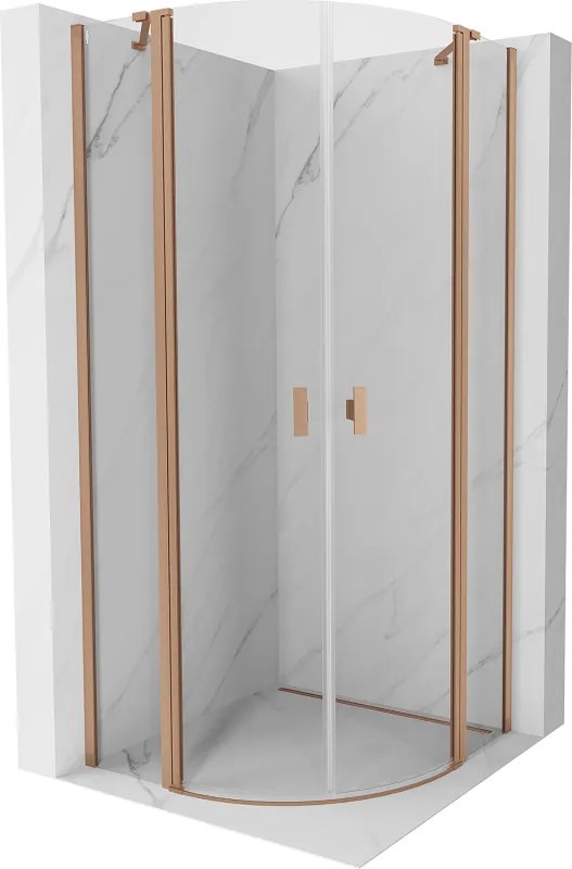 Mexen Mist cabina doccia semicircolare battente 80 x 80 cm, trasparente, rame spazzolato - 8A32-080-080-65-00