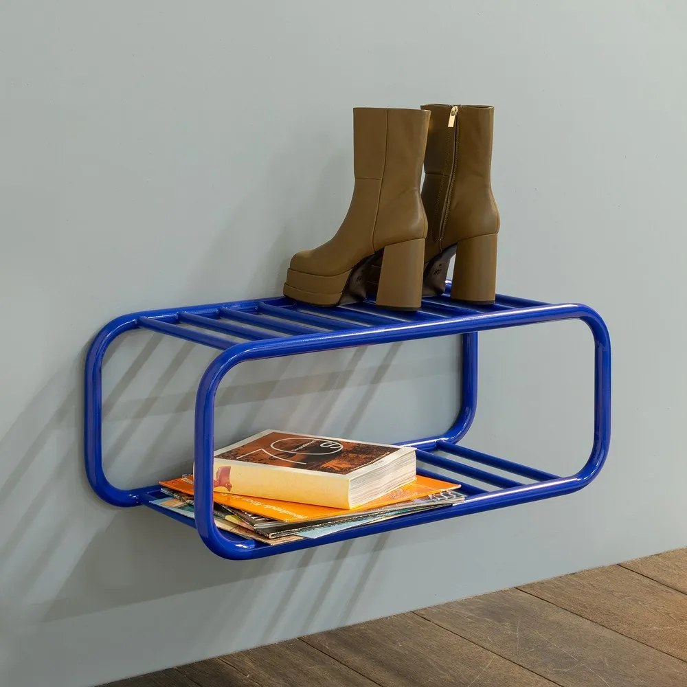 Scarpiera blu in metallo da parete 72x28x35 cm Retro – Spinder Design
