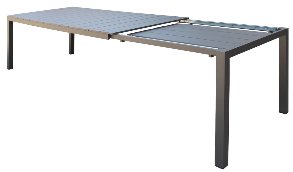 ALASKA - set tavolo in alluminio cm 214/280 x 100 x 75,5 h con 8 poltrone Lotus