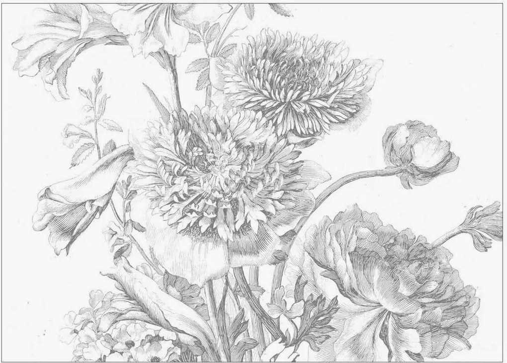 Carta da parati in tessuto non tessuto Engraved Flowers