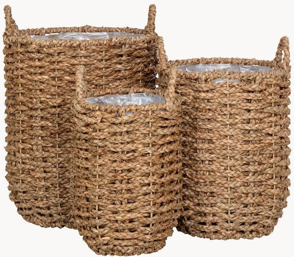 Set di 3 cestini in fibra naturale Hue
