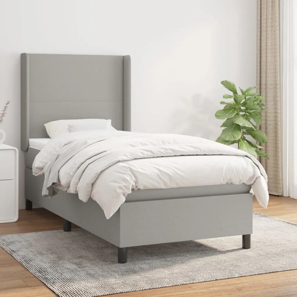 Giroletto A Molle Con Materasso Grigio Chiaro100x200 Cm Tessuto /