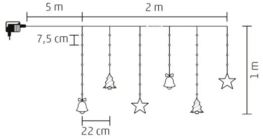 Catena da esterno natalizia a LED 186xLED 7m IP44 bianco freddo