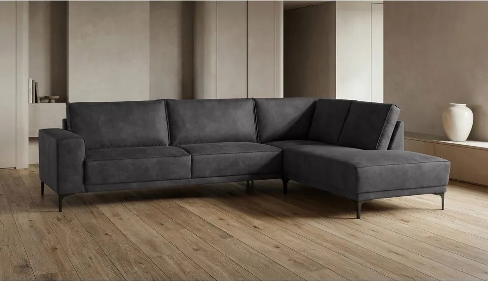 Divano angolare antracite in similpelle (angolo destro) Copenhagen - Scandic