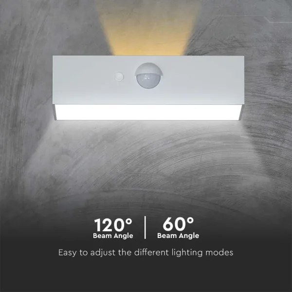 Applique a LED solare con sensore LED/3W/3,7V 3000K/4000K IP65 bianco