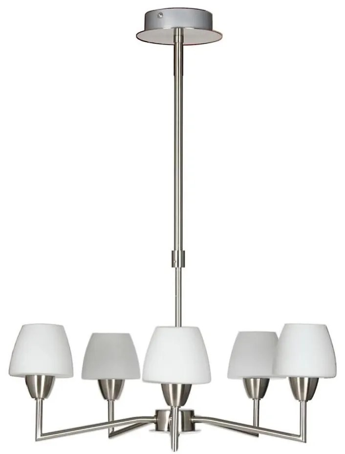Lampadario su asta TOGO 5xG9/40W/230V cromo satinato/bianco