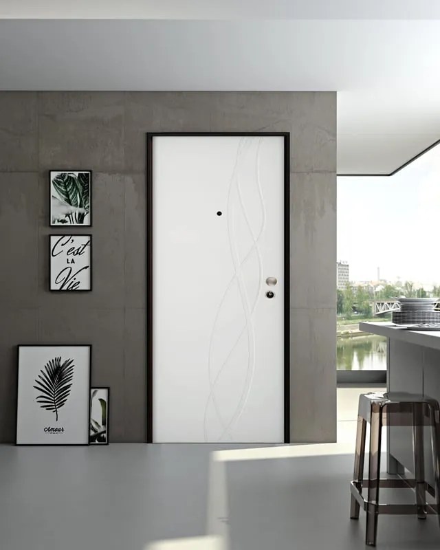Pannello per porta blindata laccato bianco L 93 x H 213 cm, Sp 6 mm apertura destra