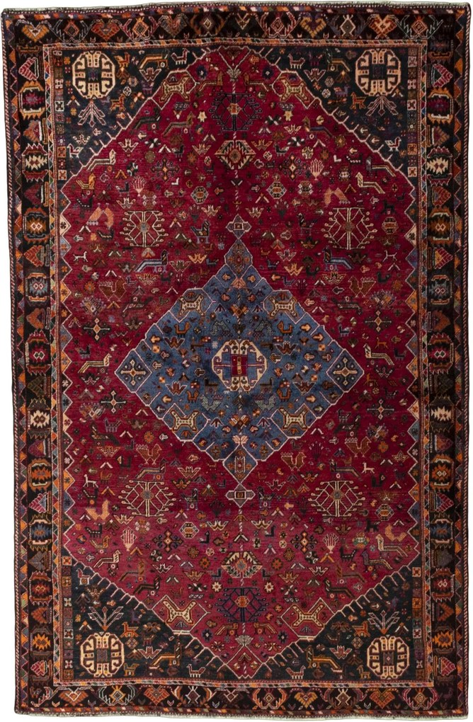 Shiraz Tappeto persiano 170 x 270 Rosso (Iran) Annodato A Mano