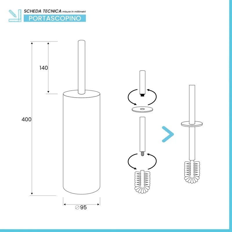 Set pattumiera 5lt a pedale e portascopino in acciaio bianco opaco Axin