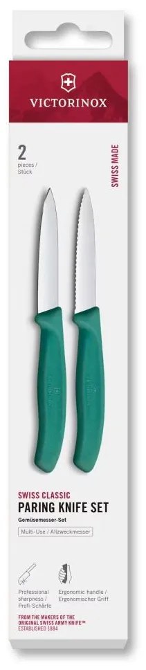 Victorinox - Set di coltelli da cucina per verdure SWISS CLASSIC 8 cm, 2 pezzi, turchese