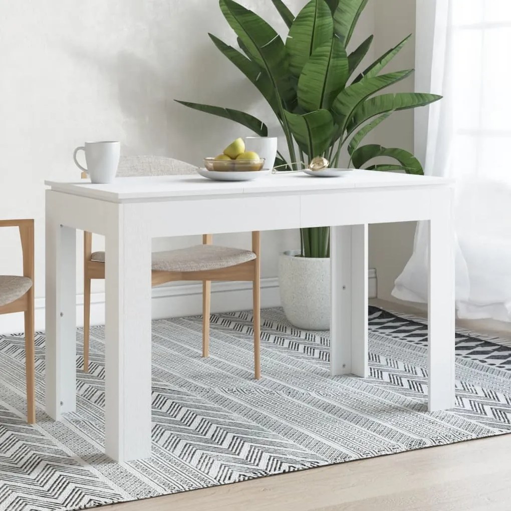Tavolo Da Pranzo Bianco 120x60x76 Cm İn Legno Multistrato /