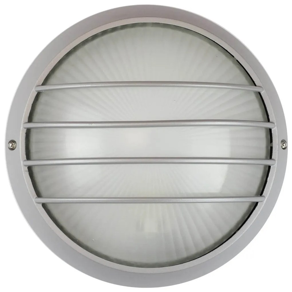 Plafoniera da Esterno E27 Grigia IP54 Ø258mm con Griglia Colore Grigio