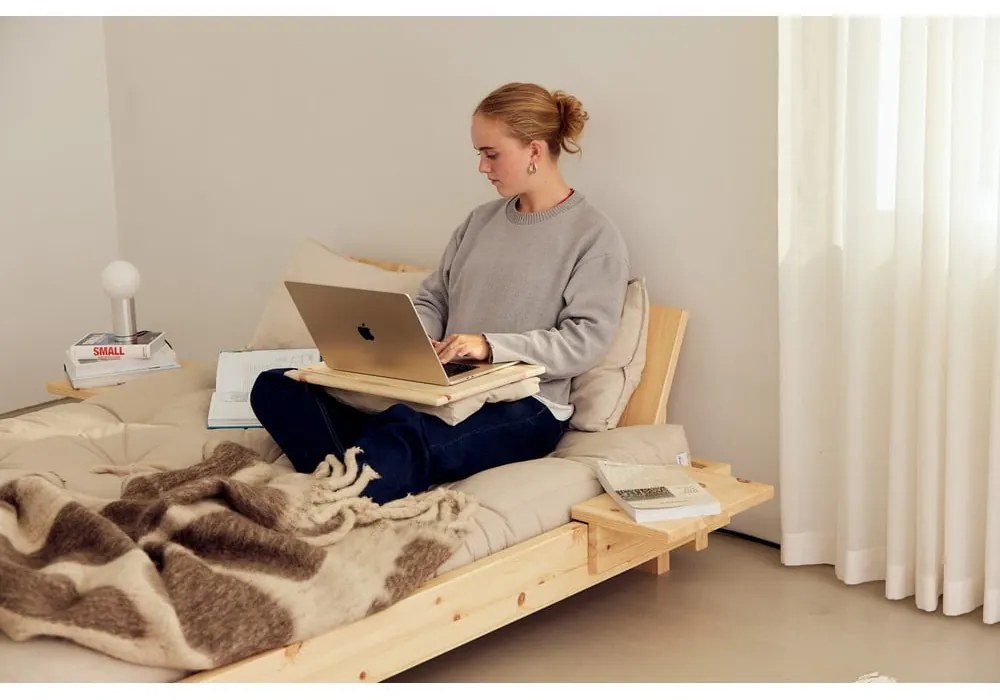 Letto matrimoniale in legno di pino con rete color naturale 160x200 cm Social Bed - Karup Design