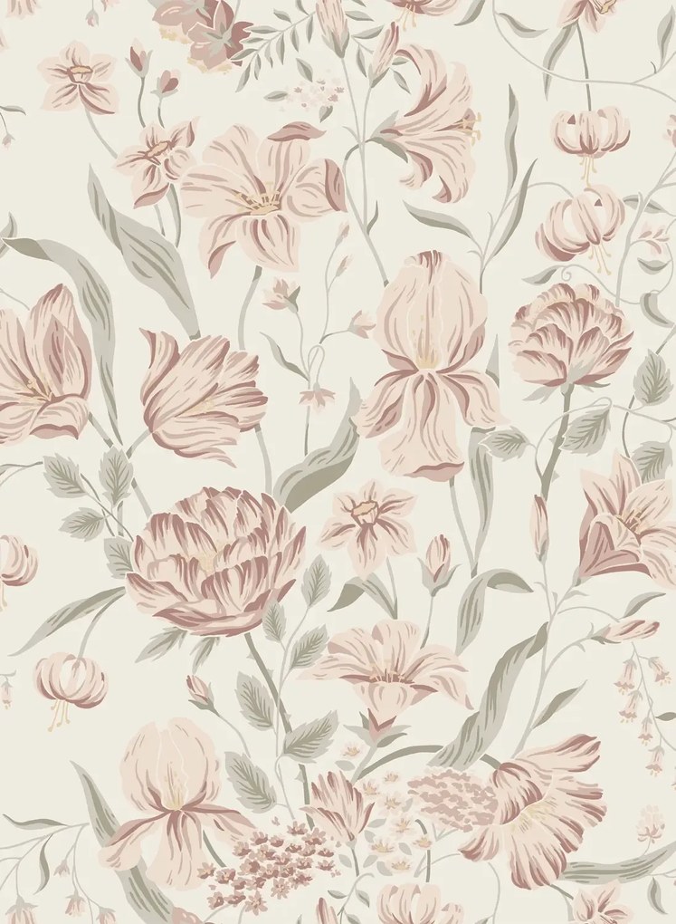 Sandberg Carta da parati Karins Bukett - Powder Pink
