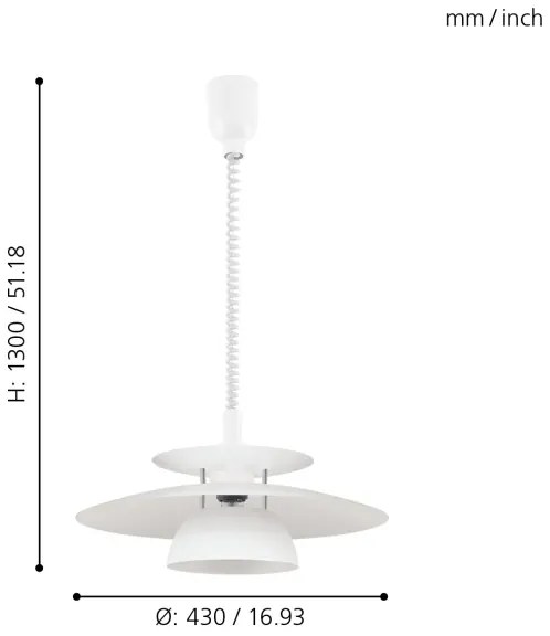 Eglo 87055 - Lampadario regolabile BRENDA 1xE27/60W/230V