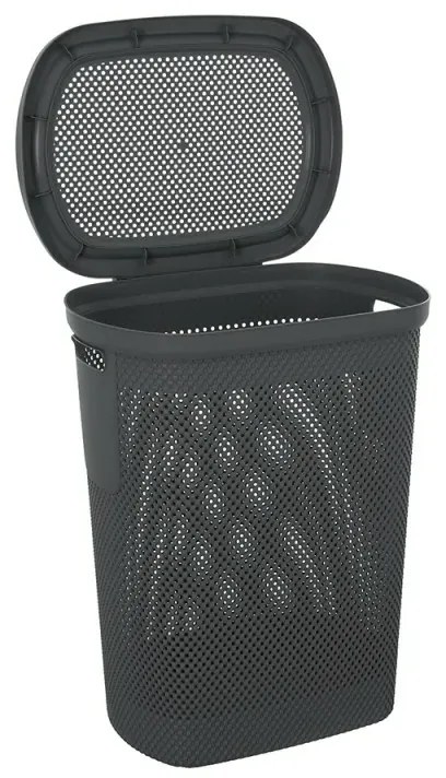 Portabiancheria con coperchio in plastica grigia scuro 58lt Kamala