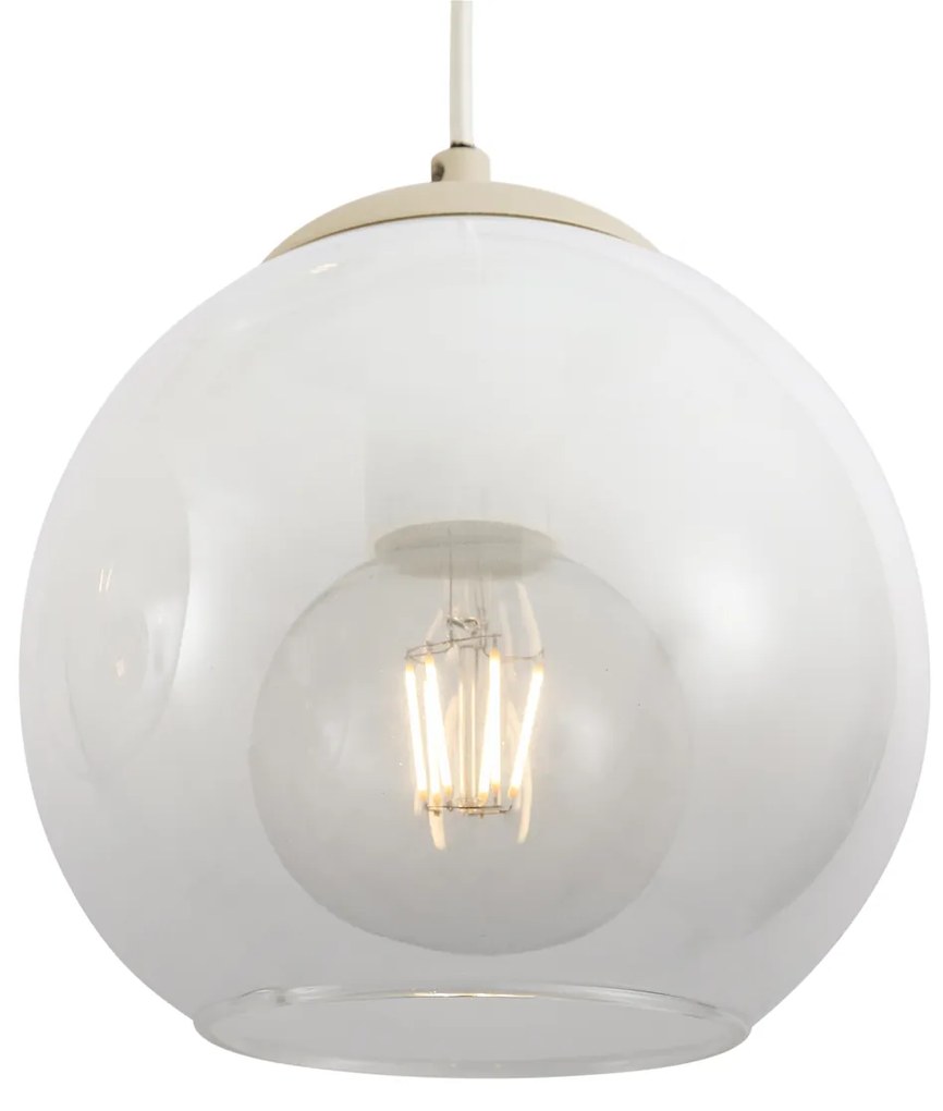 Lampada a sospensione Art Déco beige con vetro bianco 7 luci - Sandra
