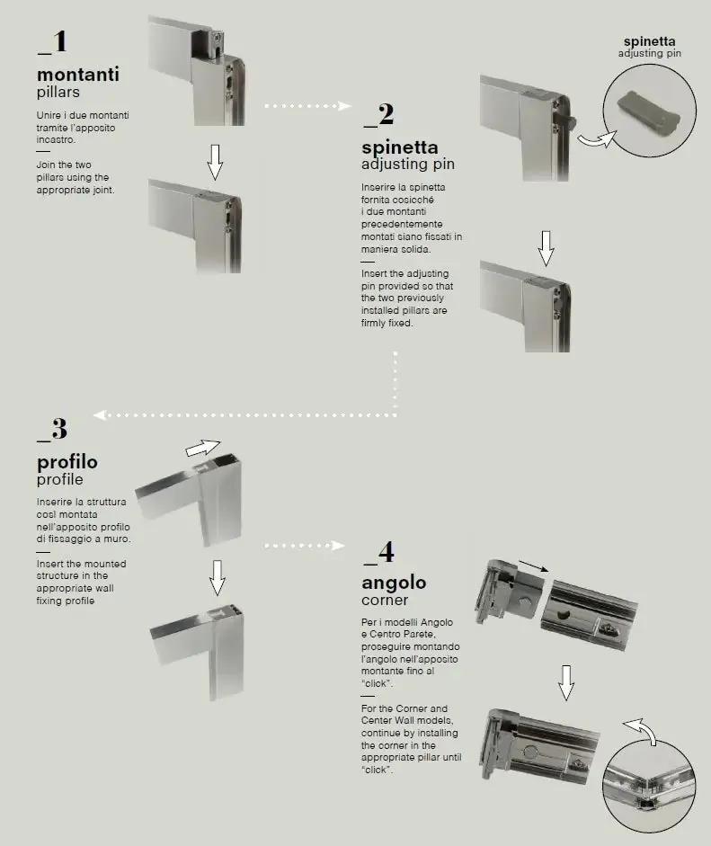 RAPID | Box Doccia Profili Neri 6mm Anta Scorrevole Anticalcare Montaggio Rapido