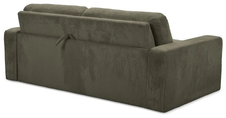 Divano color kaki allungabile con rivestimento in velluto a coste 195 cm Nona – Makamii