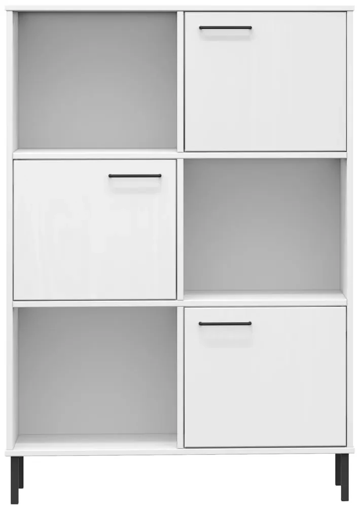 Libreria gambe metallo bianco 90x35x128,5cm legno massello oslo