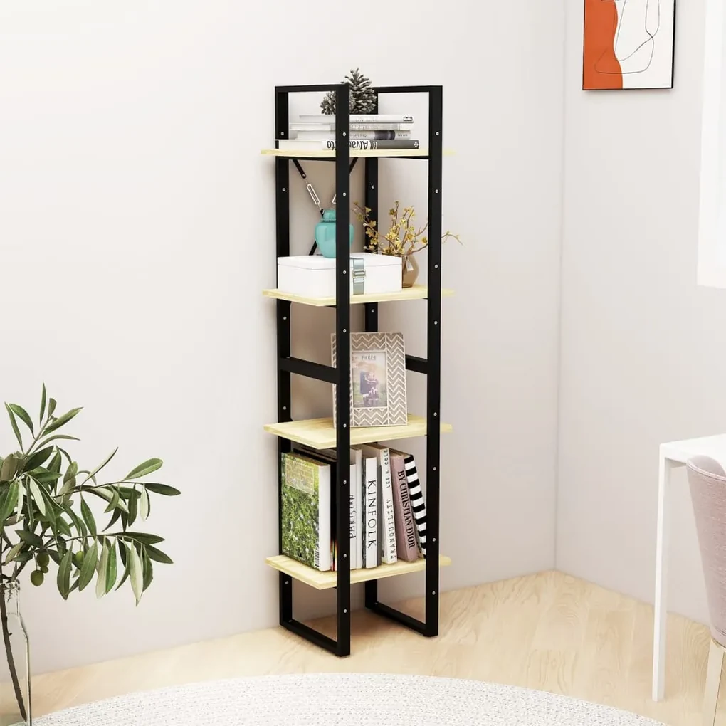 Libreria a 4 ripiani 40x30x140 cm in legno massello di pino