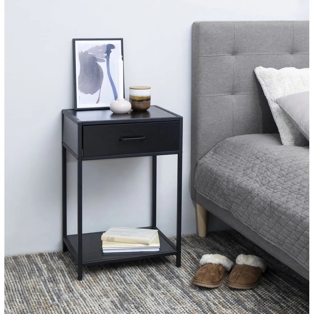 Comodino nero Seaford - Actona