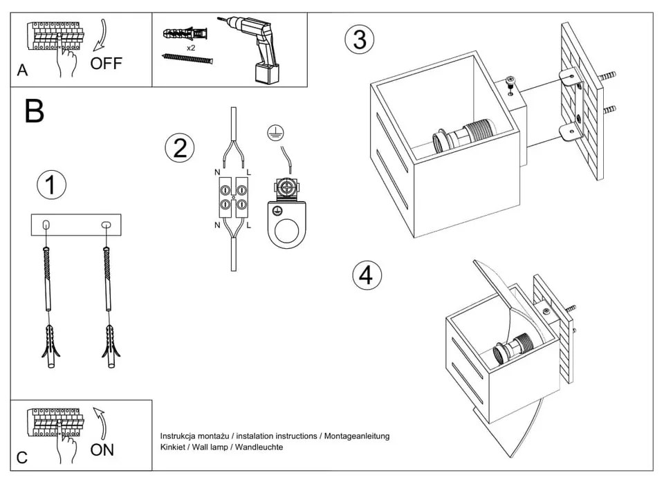 Lampada da parete bianca Carlo - Sollux